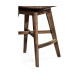 Natural Walnut Counter Stool, Upholstered in Black Leather with swivel