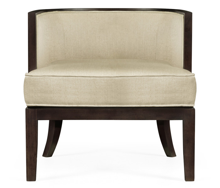 Occasional Tub Chair with Rattan Matte Back, Upholstered in MAZO