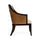 Curved Sonokelling & Rattan Occasional Chair, Upholstered in MAZO