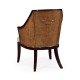 Curved Sonokelling & Rattan Occasional Chair, Upholstered in MAZO Curved Sonokelling & Rattan Occasional Chair, Upholstered in MAZO