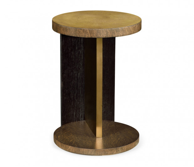 Round Oak with Large Oyster Side Table