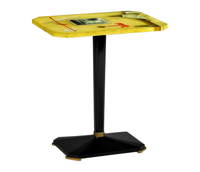 Rectangular Black & Trompe L'oeil Side Table Rectangular Black & Trompe L'oeil Side Table