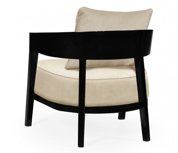 Smoky Black Tub Chair with Back Pillow, Upholstered in MAZO
