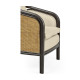 Dark Brown Ash & Woven Rattan Occasional Chair, Upholstered in MAZO