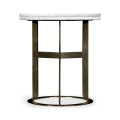 Round Stainless Steel & Faux Calacatta Oro Marble Side Table