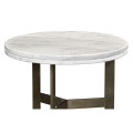 Round Stainless Steel & Faux Calacatta Oro Marble Side Table