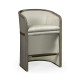 Grey & Dark Grey Rattan Tub Counter Stool, Upholstered in Standard Outdoor Fabric