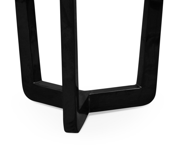 Small Black Gloss Side Table with Marble Top