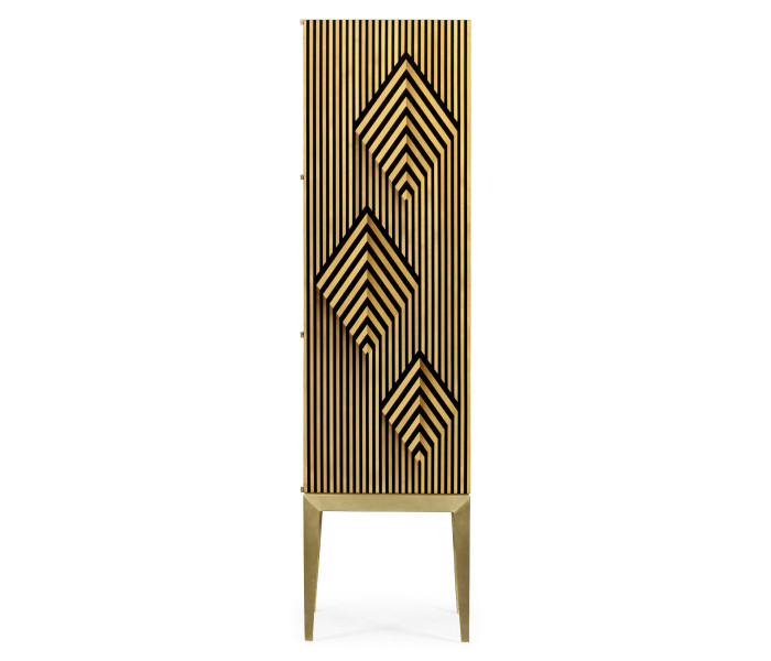 Op Art Diamond Bright Satinwood Left Drinks Cabinet