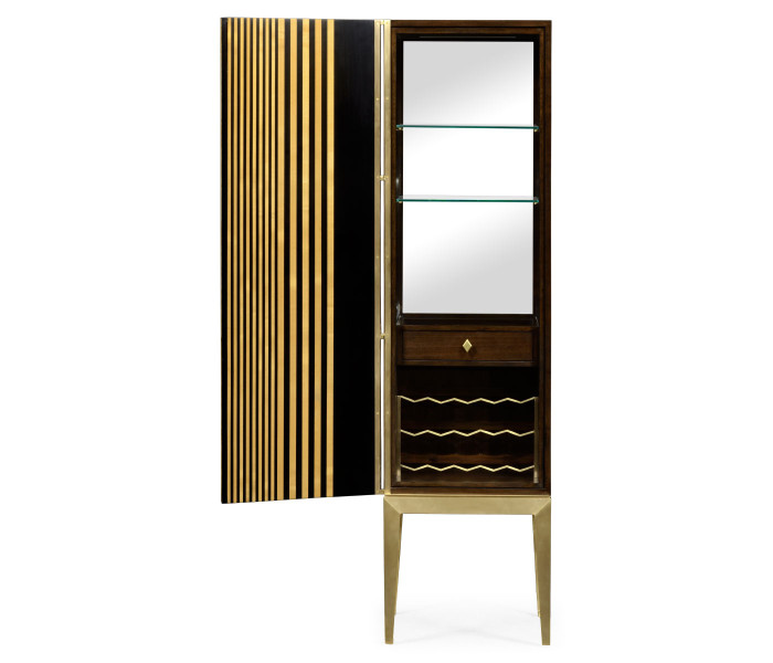 Op Art Diamond Bright Satinwood Left Drinks Cabinet