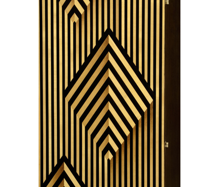 Op Art Diamond Bright Satinwood Right Drinks Cabinet