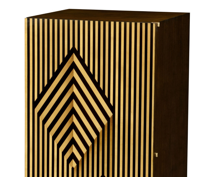 Op Art Diamond Bright Satinwood Right Drinks Cabinet