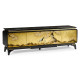 Modern Asian Smoky Black & Gold Entertainment Cabinet