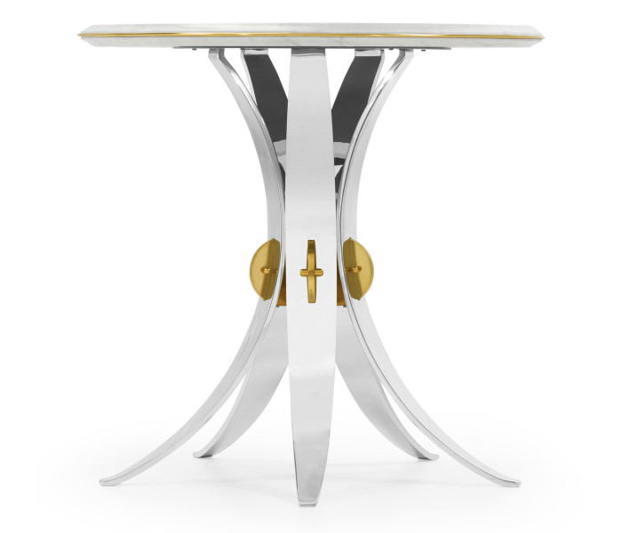 Fusion Round Stainless Steel End Table with Marble Top Fusion Round Stainless Steel End Table with Marble Top