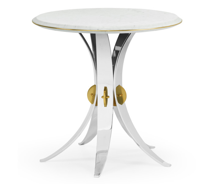 Fusion Round Stainless Steel End Table with Marble Top