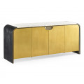 Fusion Oak & Brass Sideboard with White Marble Top