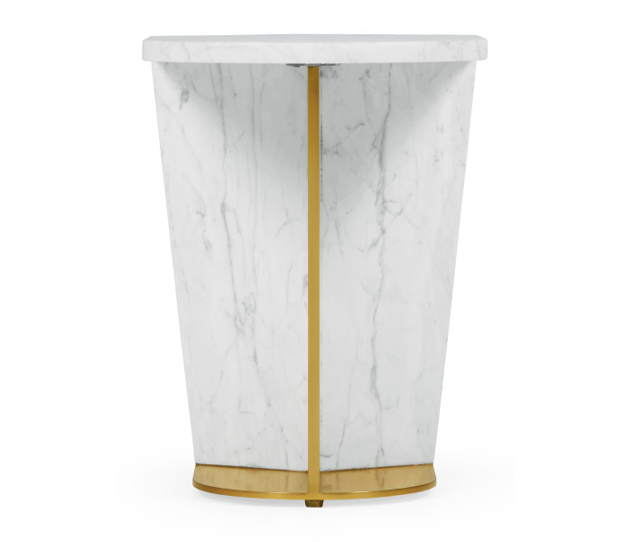 Fusion Medium White Marble & Brass End Table