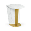 Fusion Medium White Marble & Brass End Table
