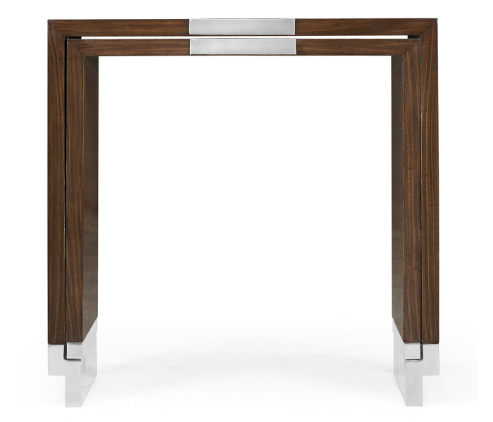 Campaign Style Dark Santos Rosewood Sliding Nesting Tables