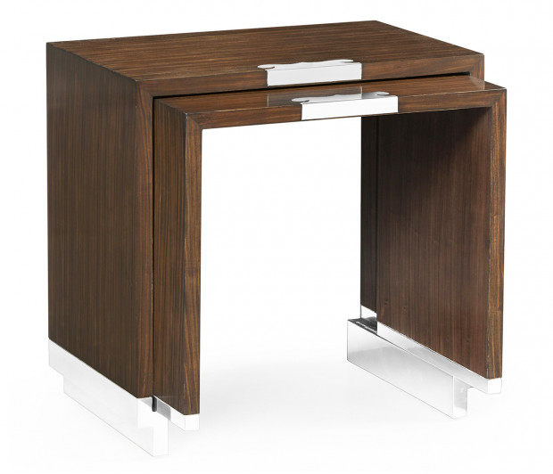 Campaign Style Dark Santos Rosewood Sliding Nesting Tables