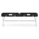 Campaign Style Dark Santos Rosewood & Faux Black Croc Leather Coffee Table with Drawers