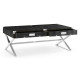 Campaign Style Dark Santos Rosewood & Faux Black Croc Leather Coffee Table with Drawers