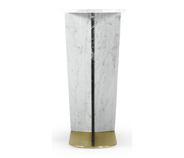 Fusion White & Black Marble End Table