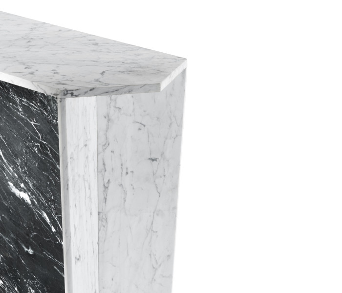 Fusion White & Black Marble End Table