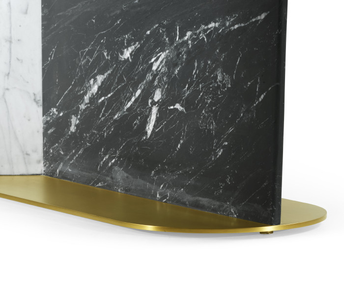 Fusion White & Black Marble End Table