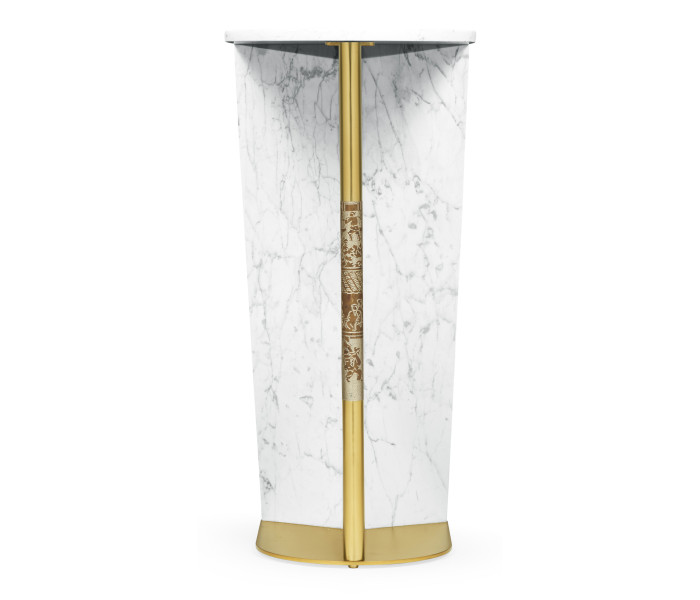 Fusion White Marble & Brass End Table