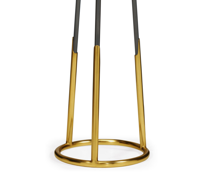 Contemporary Antique Satin Gold Brass & Black Stainless Steel Floor Lamp