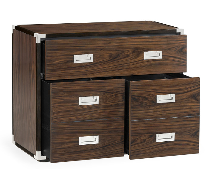 Campaign Style Dark Santos Rosewood Filing Cabinet