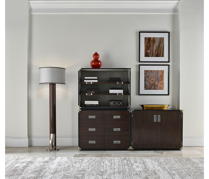 Campaign Style Dark Santos Rosewood Filing Cabinet