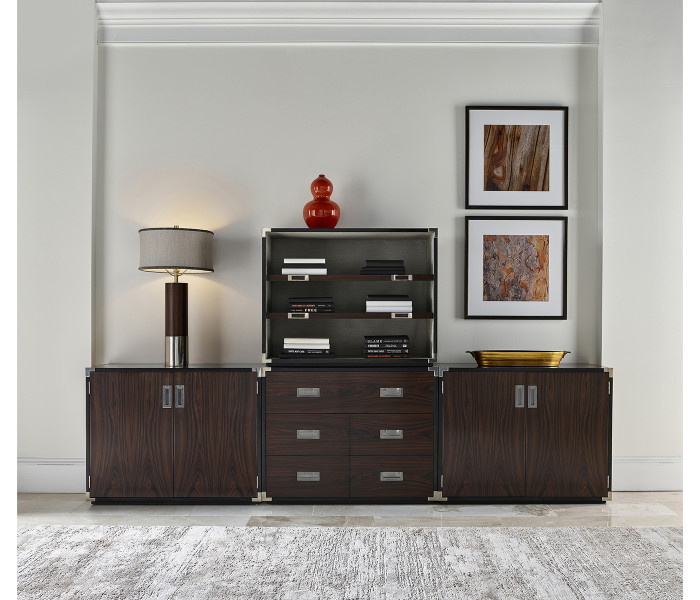 Campaign Style Dark Santos Rosewood Filing Cabinet