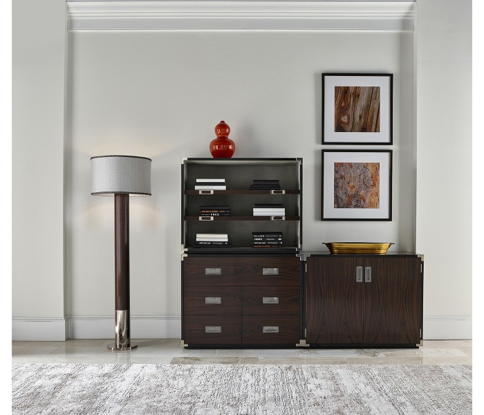 Campaign Style Dark Santos Rosewood Storage Cabinet