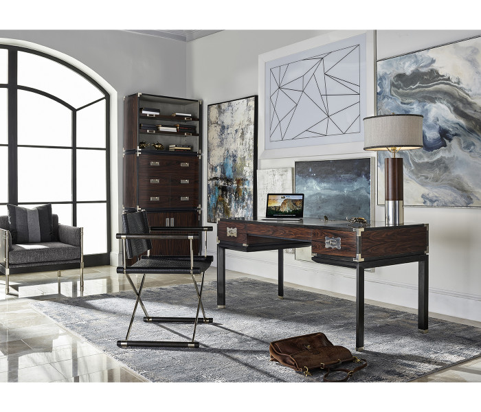 Campaign Style Dark Santos Rosewood Adjustable Storage Cabinet