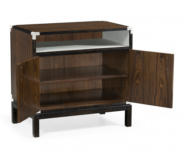 Campaign Style Dark Santos Rosewood Bedside Cabinet