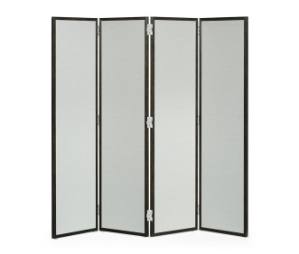 Campaign Style Dark Santos Rosewood Screen, Upholstered In Com