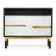 Contemporary Ebonised Oak & White Calcutta Marble Bedside Chest of Drawers