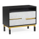 Contemporary Ebonised Oak & White Calcutta Marble Bedside Chest of Drawers