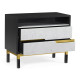 Contemporary Ebonised Oak & White Calcutta Marble Bedside Chest of Drawers