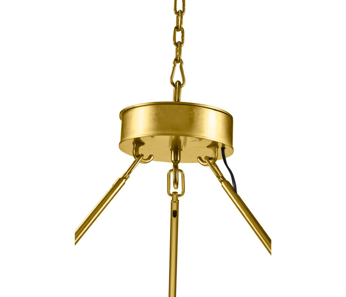 Round Contemporary Ebonised Oak & Brass Chandelier