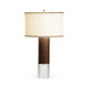 Circular Campaign Style Dark Santos Rosewood & White Stainless Steel Table Lamp Circular Campaign Style Dark Santos Rosewood & White Stainless Steel Table Lamp