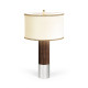 Circular Campaign Style Dark Santos Rosewood & White Stainless Steel Table Lamp Circular Campaign Style Dark Santos Rosewood & White Stainless Steel Table Lamp