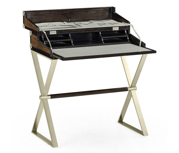 Campaign Style Dark Santos Rosewood Flip–Top Desk
