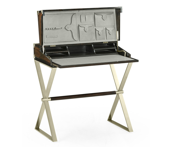 Campaign Style Dark Santos Rosewood Flip–Top Desk