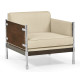 Campaign Style Dark Santos Rosewood Sofa Chair, Upholstered in MAZO Campaign Style Dark Santos Rosewood Sofa Chair, Upholstered in MAZO