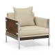 Campaign Style Dark Santos Rosewood Sofa Chair, Upholstered in MAZO Campaign Style Dark Santos Rosewood Sofa Chair, Upholstered in MAZO