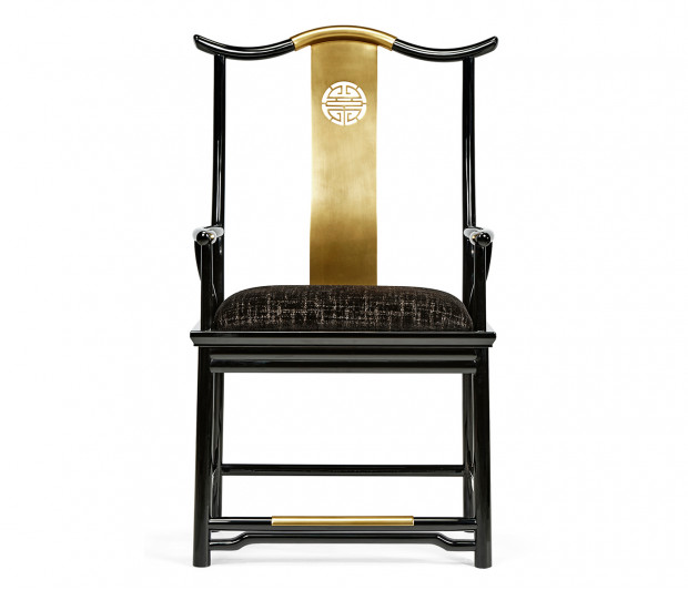 Fusion Black Gloss Dining Arm Chair
