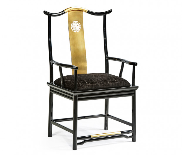 Fusion Black Gloss Dining Arm Chair